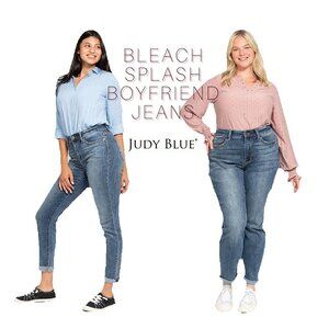 Judy Blue Hi Rise Bleach Splash Boyfriend Jeans